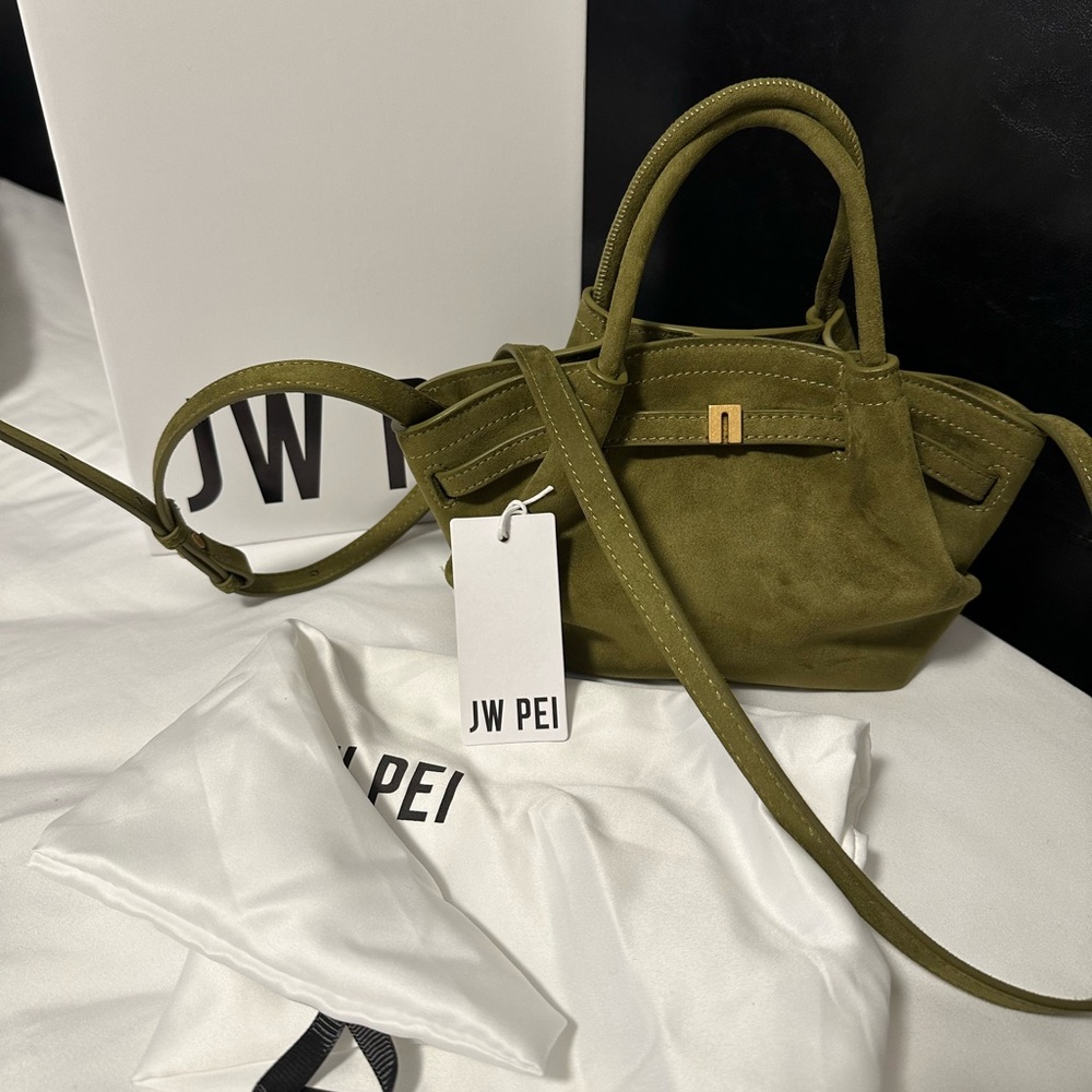JW Pei HANA Mini Faux SuedeTote Bag - Dark Olive - Picture 3 of 9
